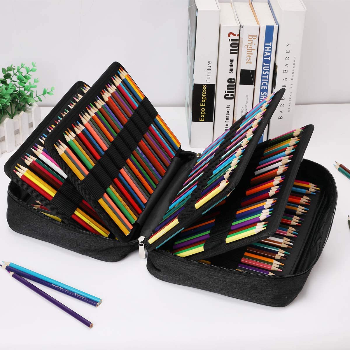 JAKAGO Astuccio per Matite da Disegno,Astucci di Grande Capacità per Contenere 304 Matite Colorate,Borsa per Cancelleria Impermeabile per Pittura Portatile,Ottimo Regalo per Studenti Artisti