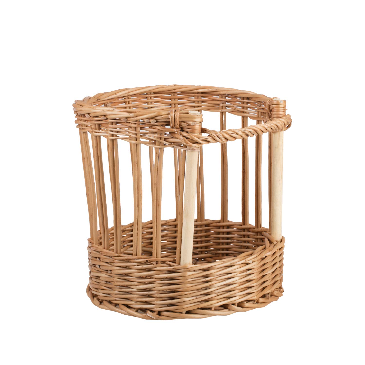 e-Wicker24 Chariot,huche à pain, présentoir pour baguettes ou pain long,corbeille baguette en osier rond
