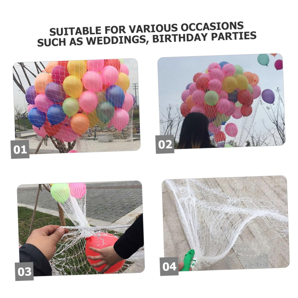 minkissy Weißes Großes Ballonnetz aus Kunststoff mit Großer Kapazität und Einfachem Aufbau für Geburtstagsfeiern und Besondere Anlässe bis 1000 Luftballons