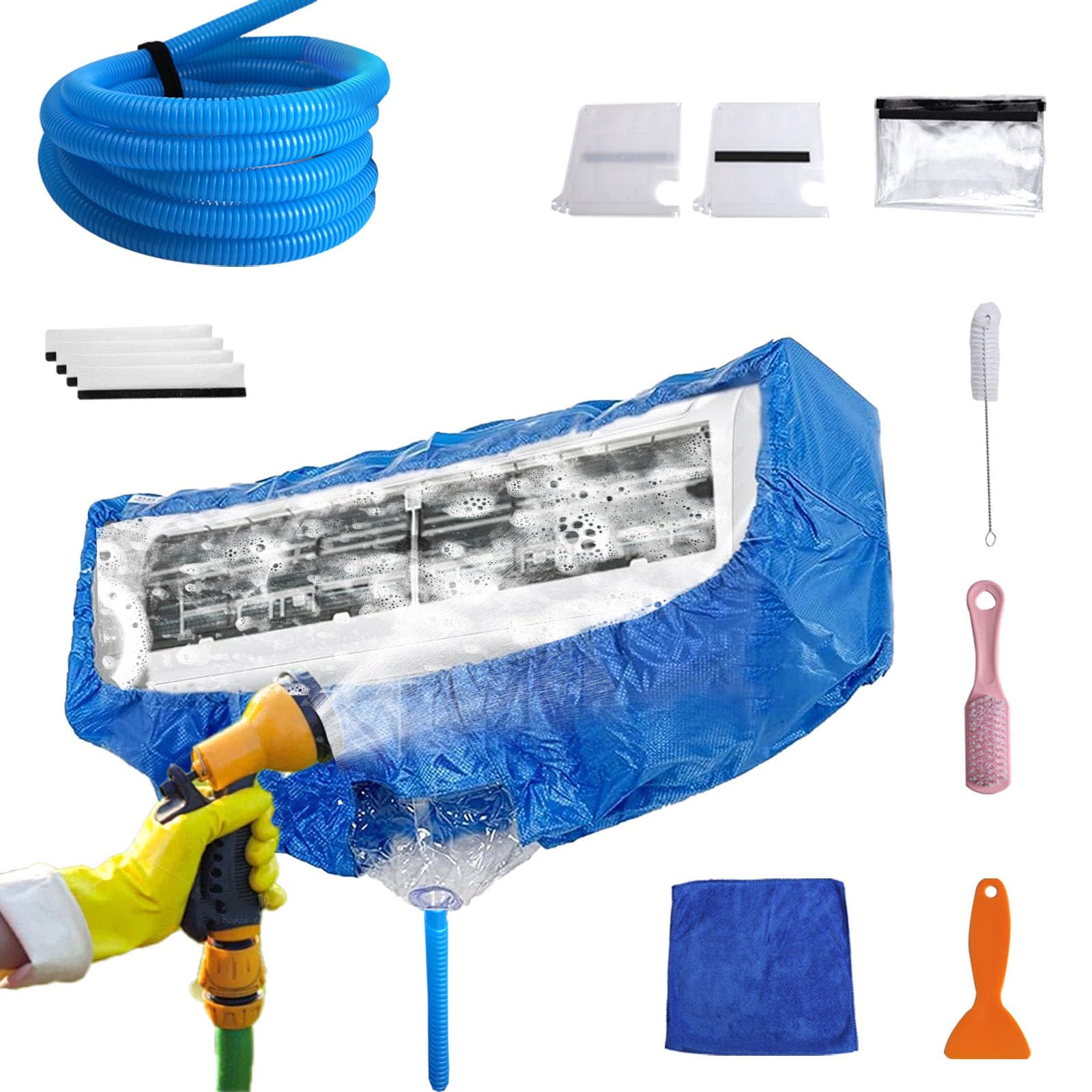 Kit de Nettoyage pour Climatiseur, Couverture Nettoyage Climatiseur Sac de Nettoyage de Climatisation Kit Nettoyage Climatisation Split Couvercle, pour Unités AC divisées