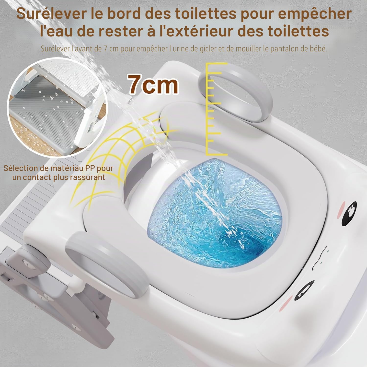 Reducteur Toilette Enfant avec Marche,Stabiliser Rehausseur Toilette Enfant avec Structures Triangulaires,Adaptateur Toilette pour Enfants Garçons et Filles,Antidérapant et Pliable,Gris