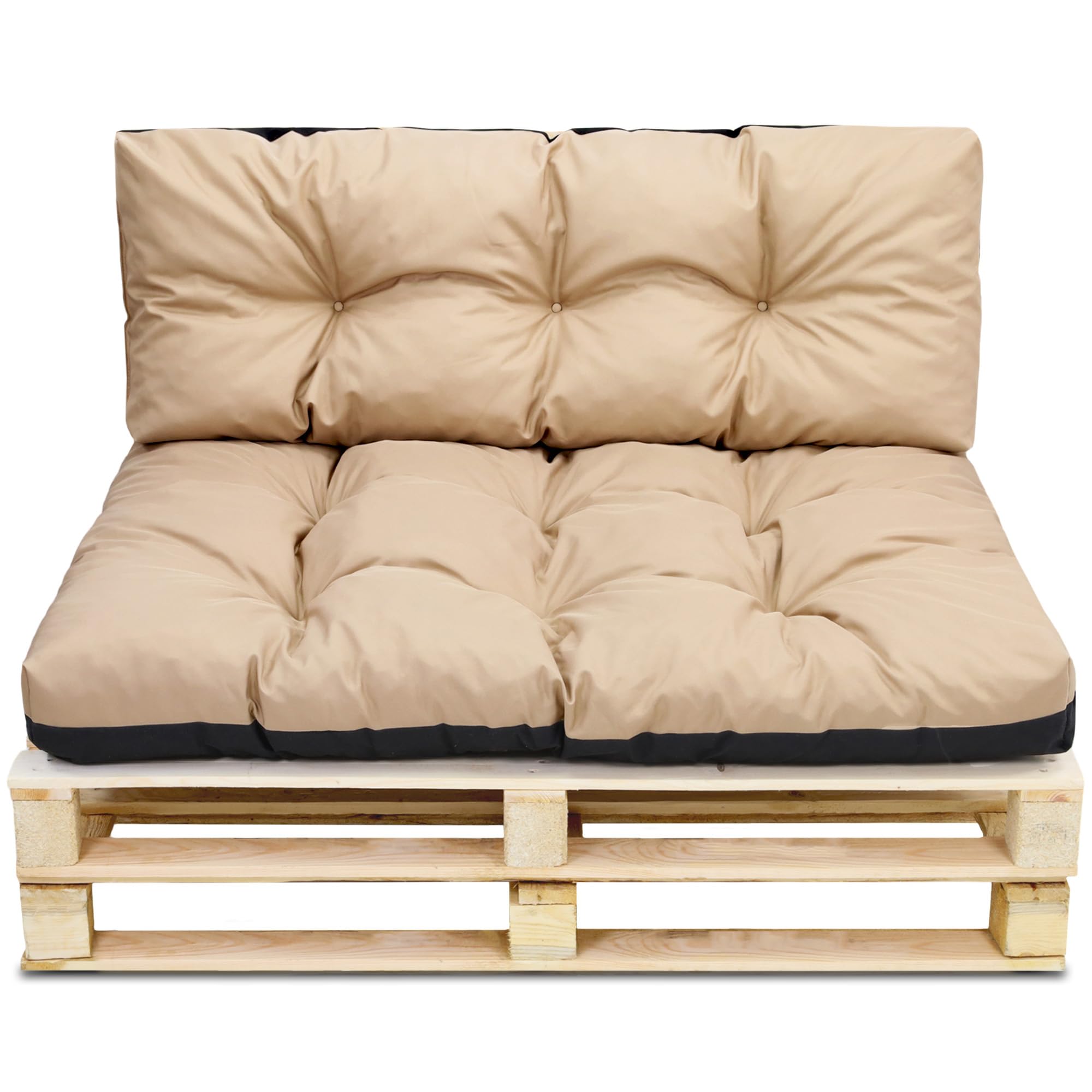Amazinggirl Cuscini per pallet esterno Set di 2 cuscini per pallet - per bancali grandi schienale o seduta da divano panchina da giardino balcone e terrazza Beige B