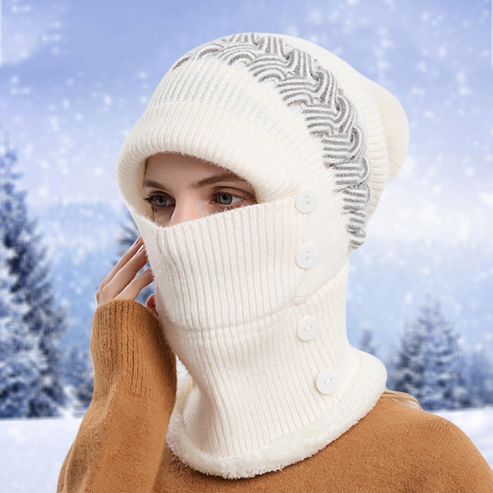 Skimütze Damen Sturmhaube Thermo Strickmütze Mit  Produktbild-Vorschau 12