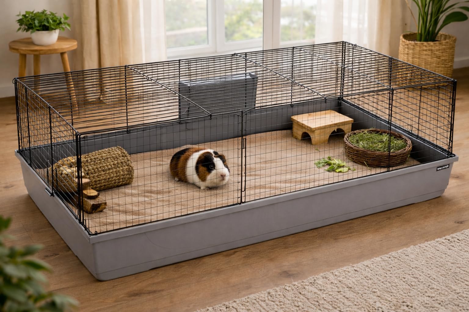 Tapis Lapin - Tapis Absorbant Taupe 140x70x0,4 cm - Textile 3 Couches - séchage Rapide - Lavable 40°C - sans poussière - idéal Cage Hamster