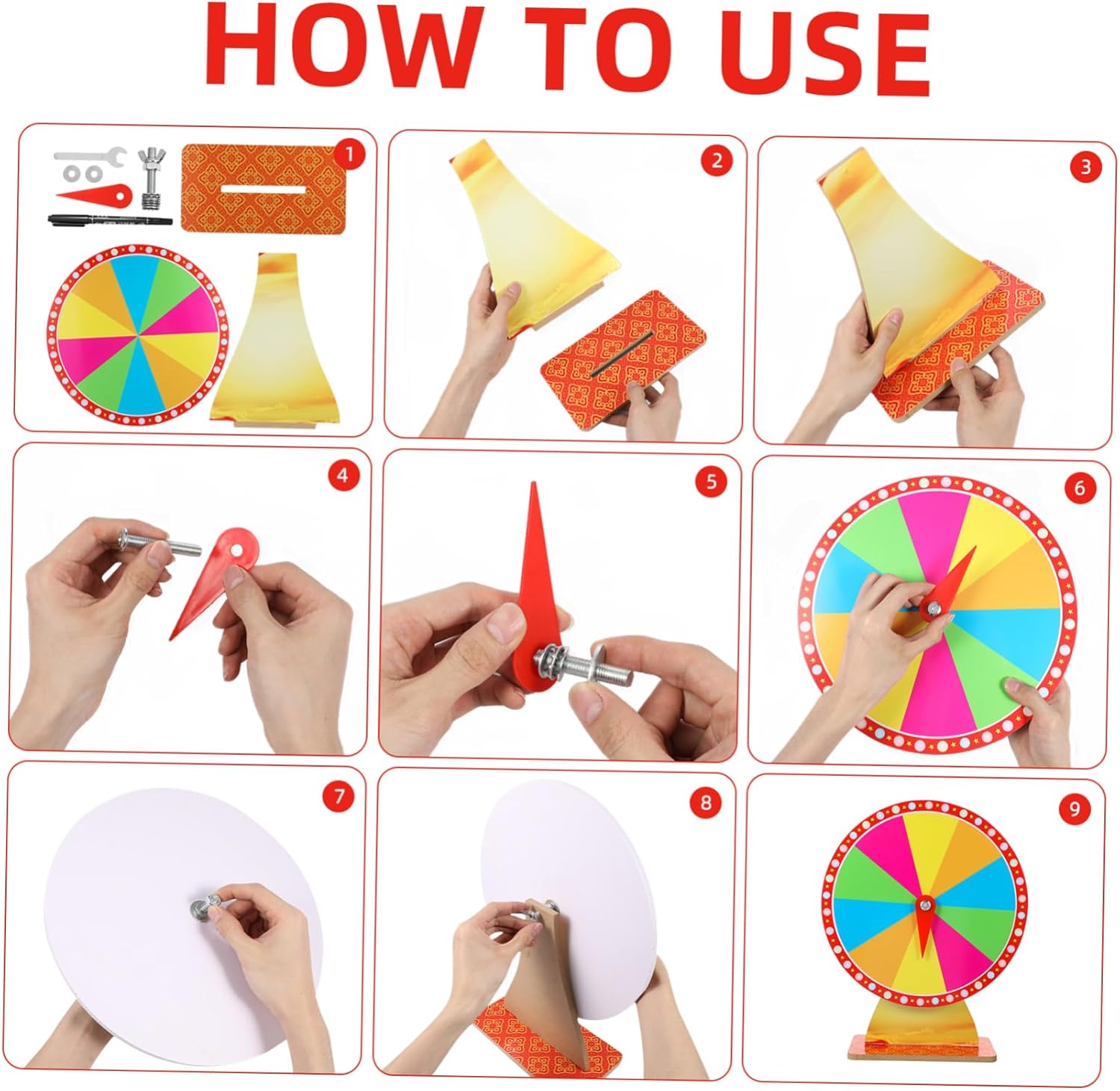 Roulette Wheel Game for Adults Tabletop Spinning Game Dry Erase Markers Raffle Wheel for Parties and Events Tripod Stand