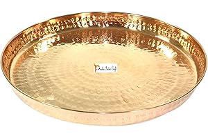 Prisha India Craft Copper Dinner Plate-Diameter 12 Inch