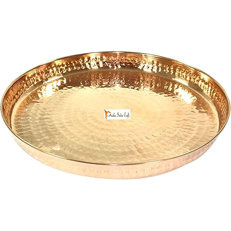 Prisha India Craft Copper Dinner Plate-Diameter 12 Inch