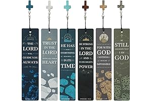 12 Pieces Bible Verses Bookmarks with Cross Pendants for Christian Kids
