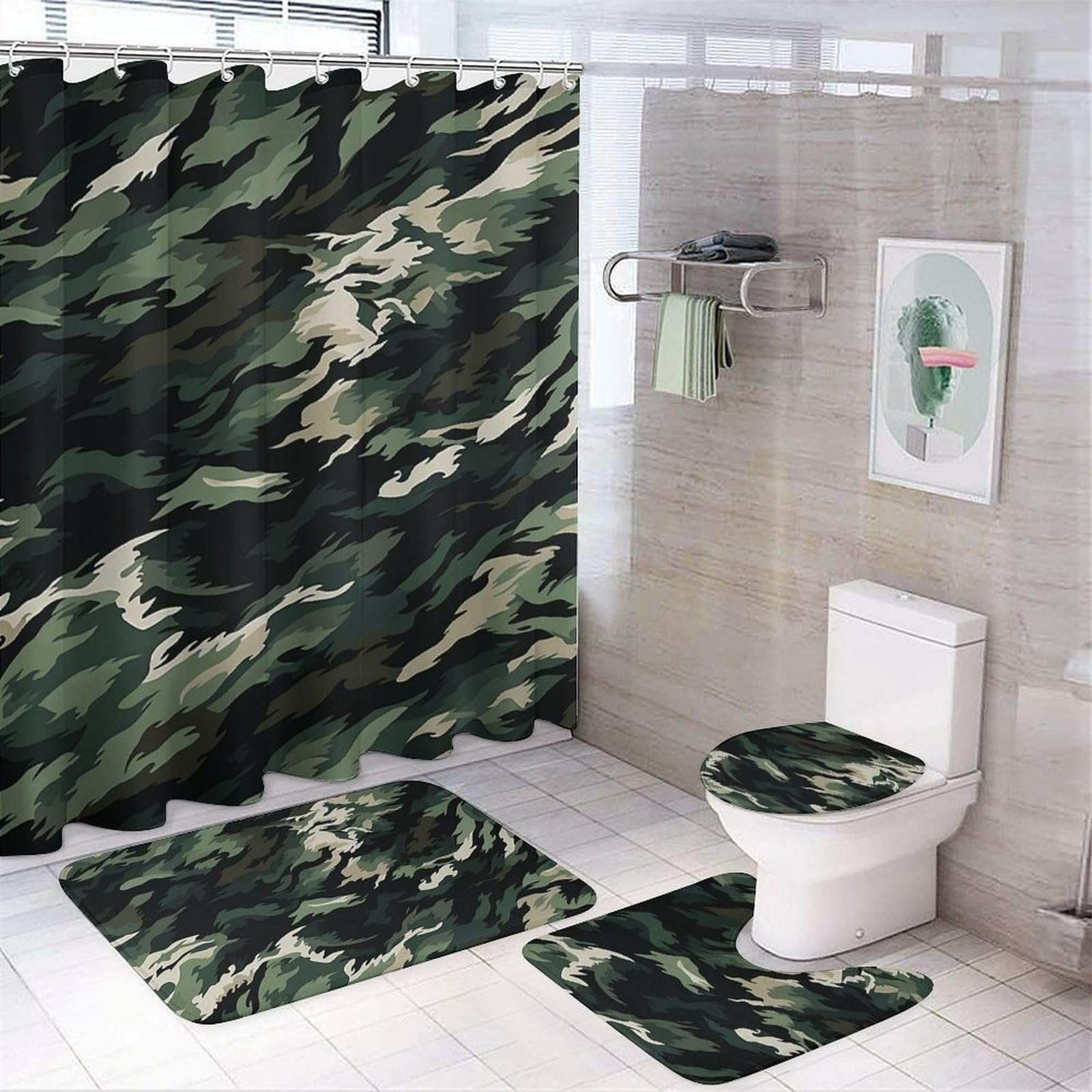 Tapis de bain anti-glisse et rideau étanche contre les inondations de douche