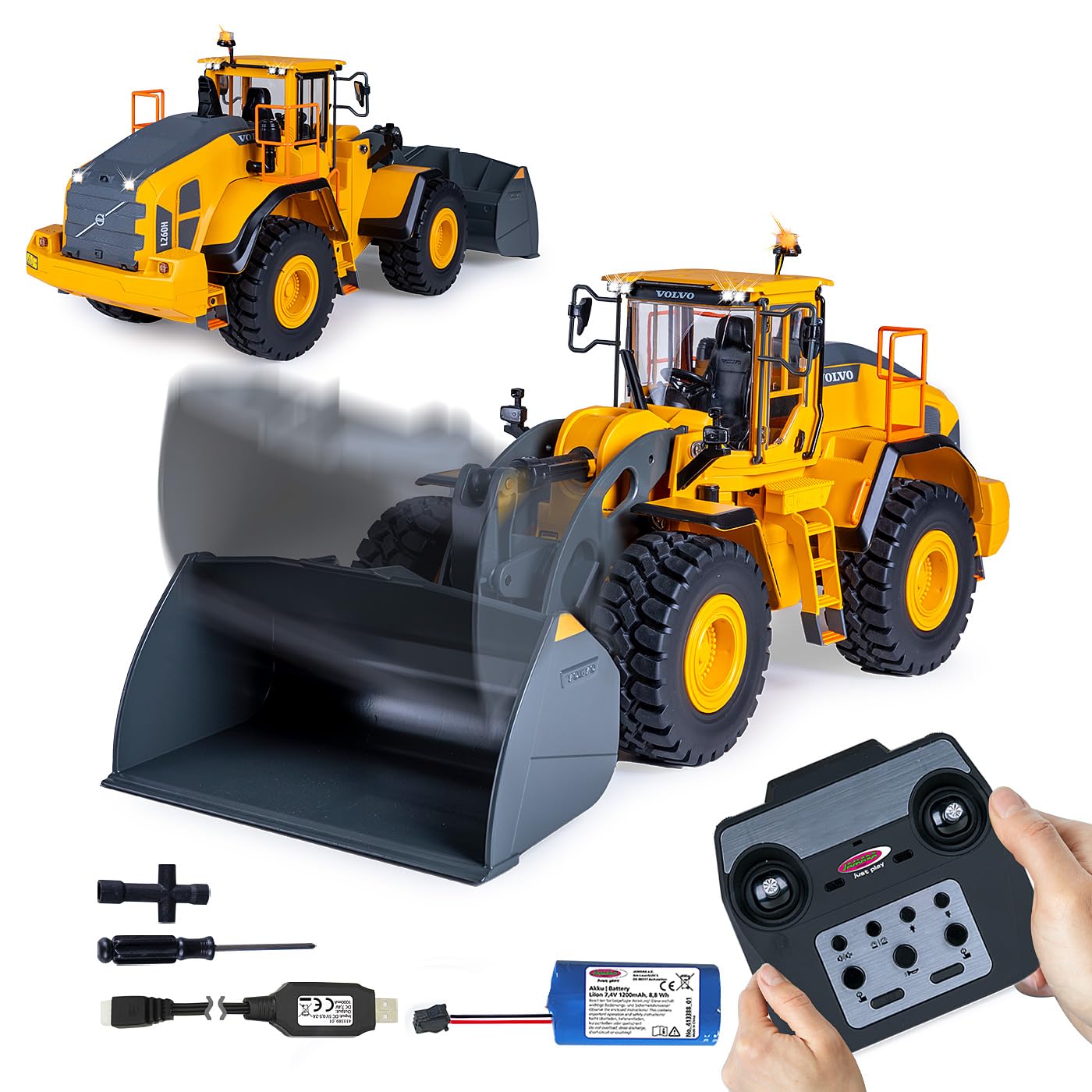 JAMARA 406302 Ładowarka kołowa Volvo L260H Metal 1:14 2,4 GHz – pojazd na plac budowy od 14 lat, zdalnie sterowany, zdalnie sterowany, zdalnie sterowany, zdalnie sterowany, zdalnie sterowany, zdalnie