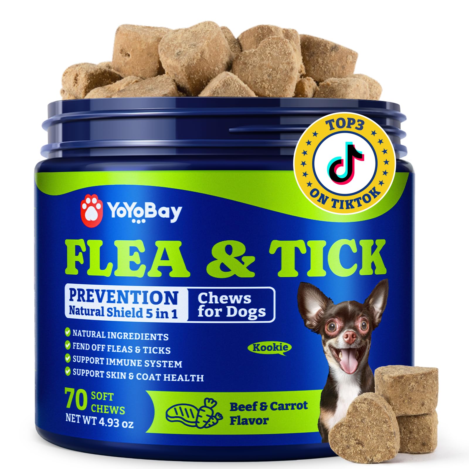 Flea &amp; Tick Prevention for Dogs Chewables,Oral Flea Pills, Dogs Supplement