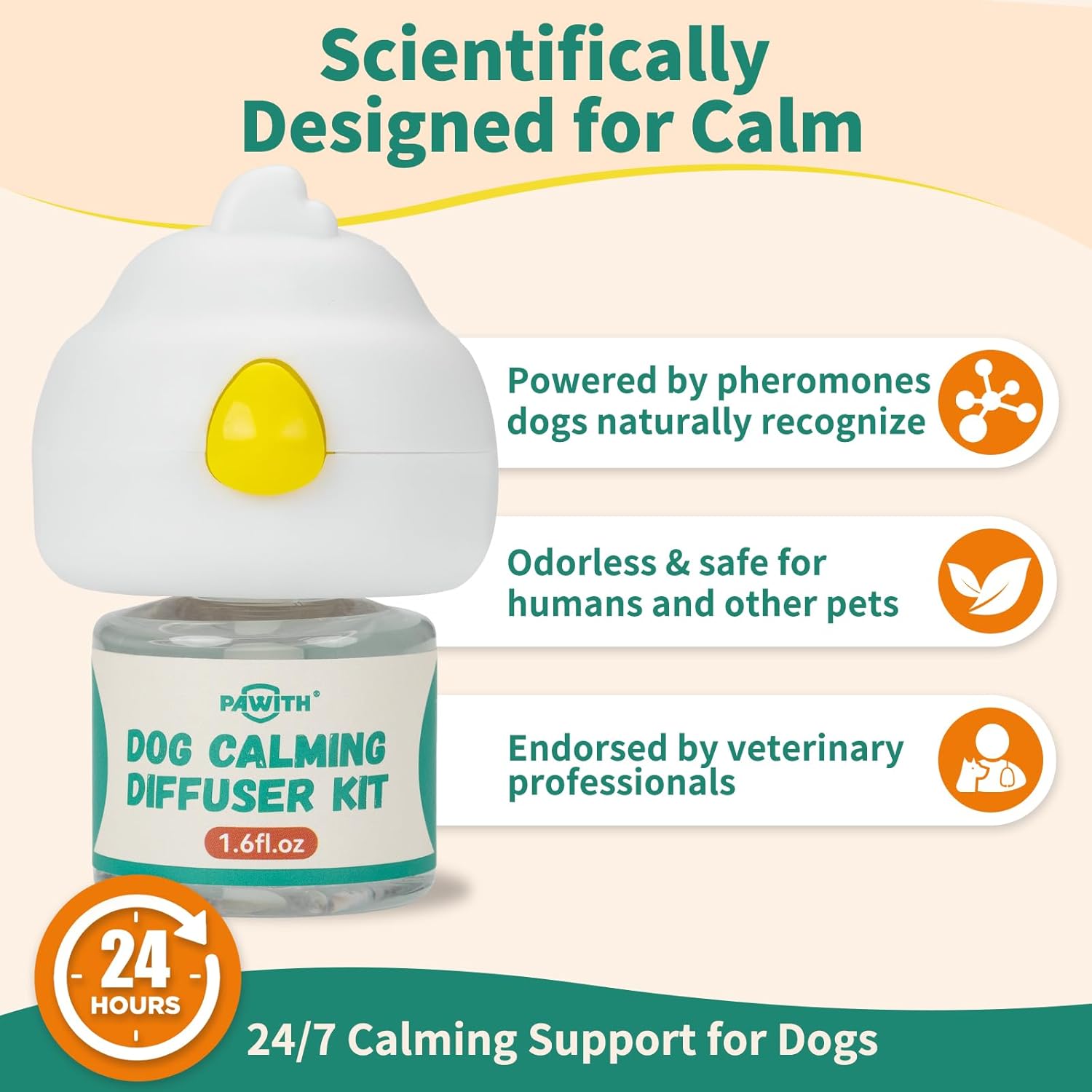 Dog Calming Diffuser with Pheromones – Calming Diffuser for Dogs, Helps Reduce Anxiety, Stress & Barking, Drug-Free Dog Pheromone Diffuser with 2 Refills