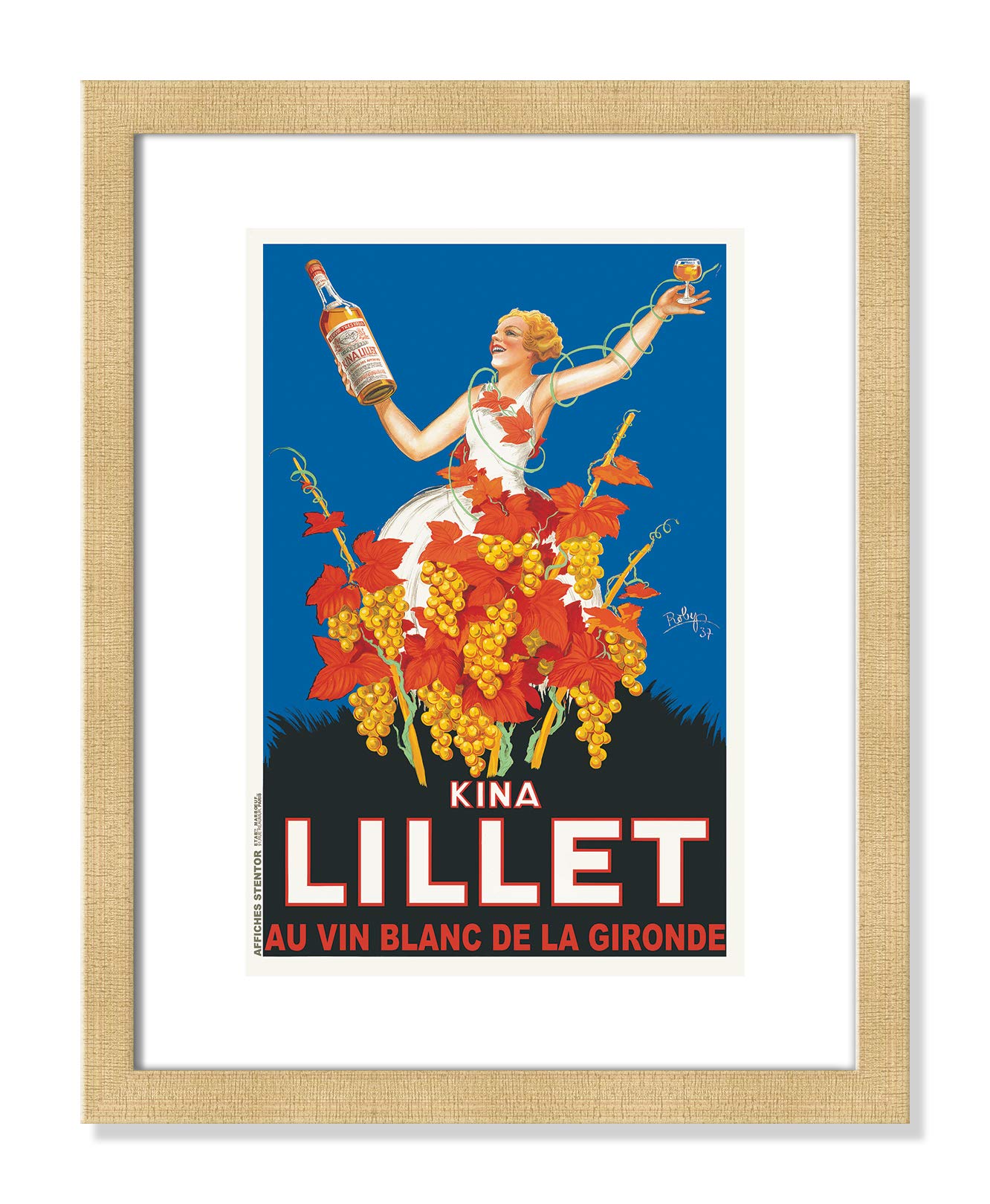 Casa Fine Arts Kina Lillet French Vintage Poster Archival Art Print 14" x 18" Champagne Frame