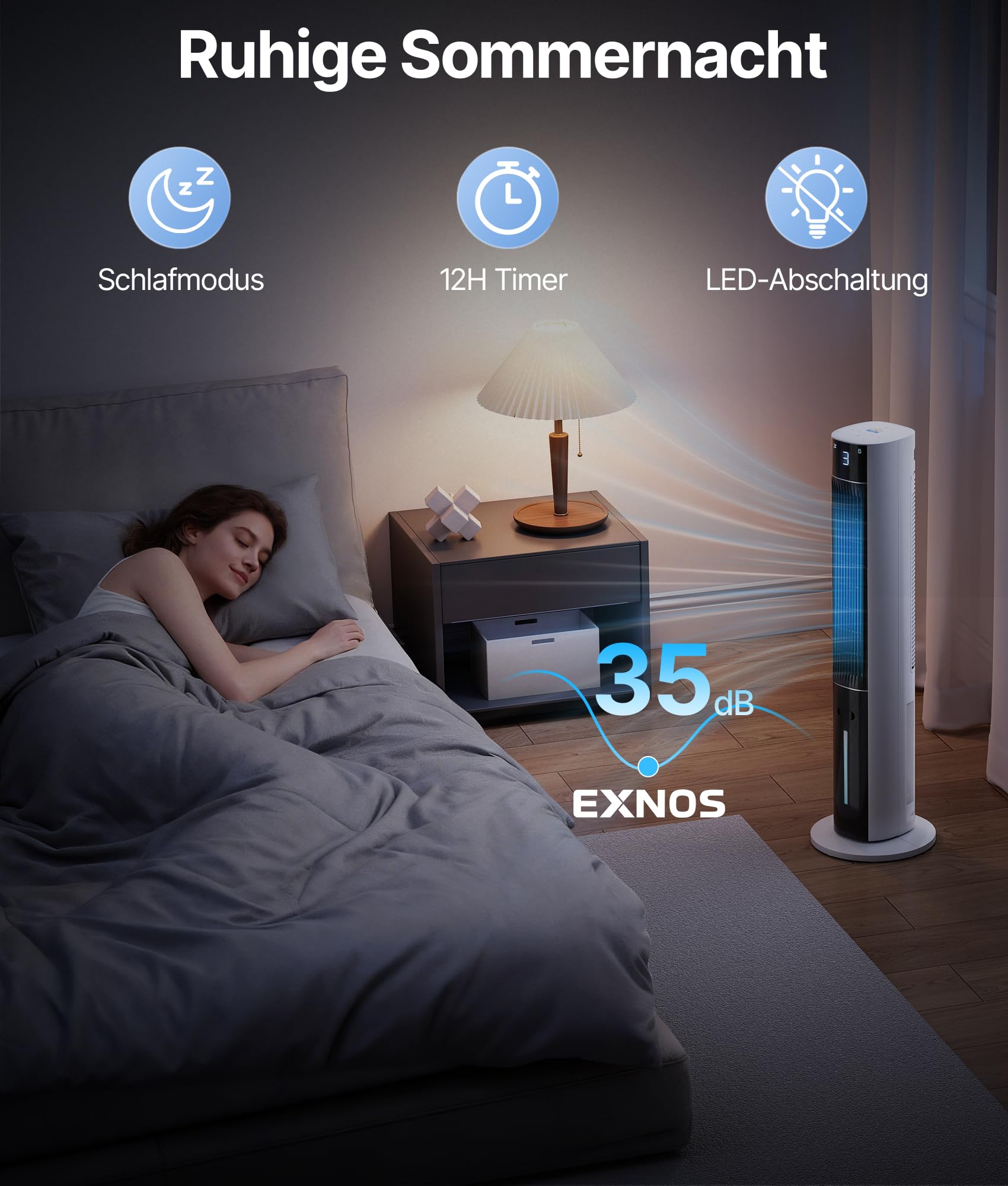 Turmventilator Luftkühler mit Wasserkühlung - Mobile Klimaanlage ohne Abluftschlauch, Ventilator mit Kühlung Leise, 3 Modi-12H Timer-Aroma- Fernbedienung, für Zimmer & Wohnung
