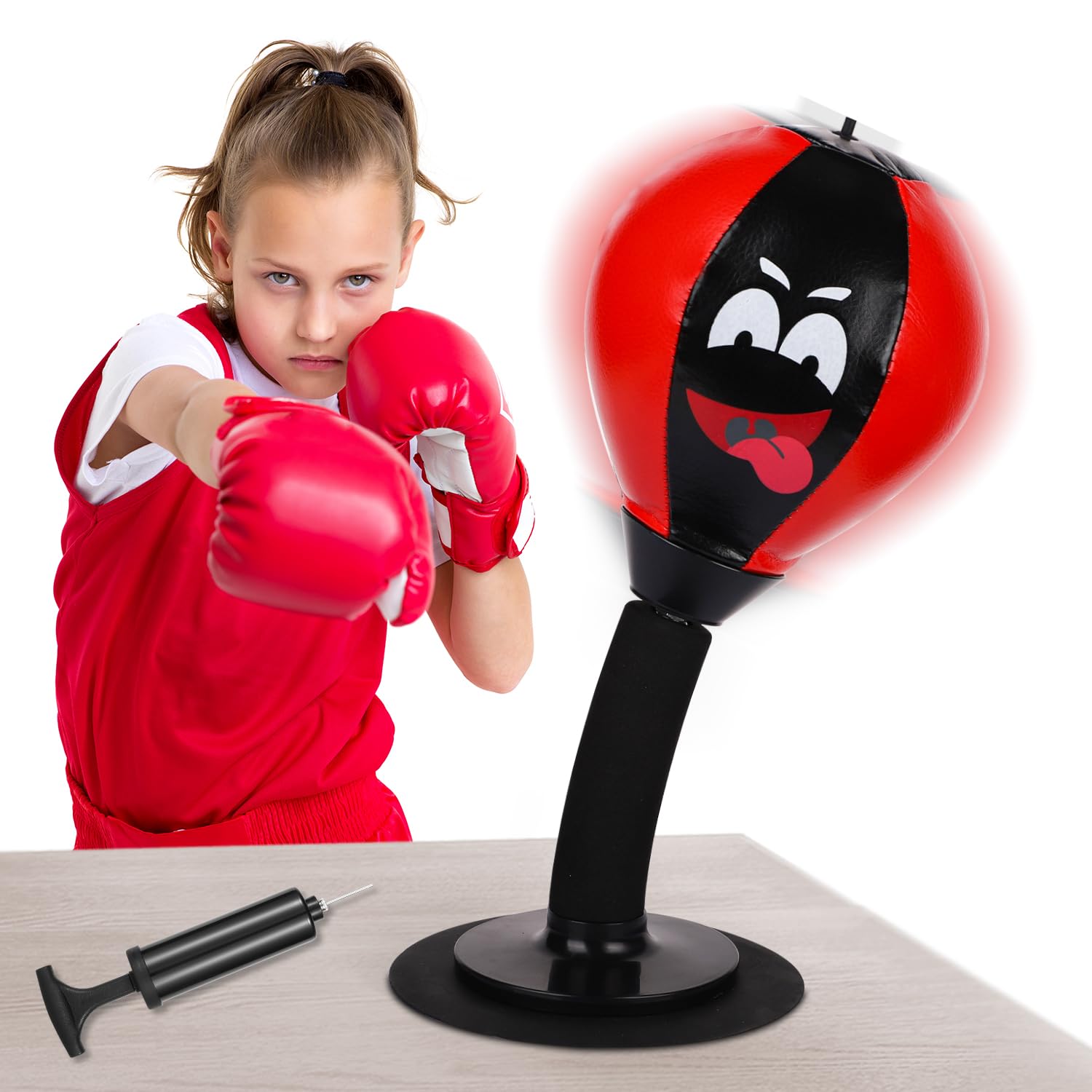 Generic Desktop Punching Bag, Boxing Speed Ball, Adult & Kid Stress Relieving Tool, Black