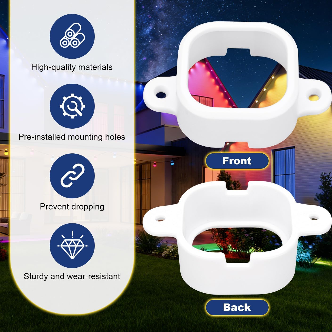 Mounting Brackets Compatible with Govee H706,125PCS Light Clips Compatible with Govee Pro H706 Replacement for Outdoor Lights Extension