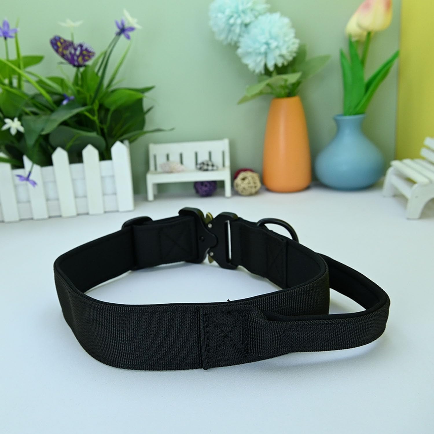 Newtensina Outdoor Tactical Dog Collar with Handle, Heavy Duty Military Dog Collar with D Ring - Image 4