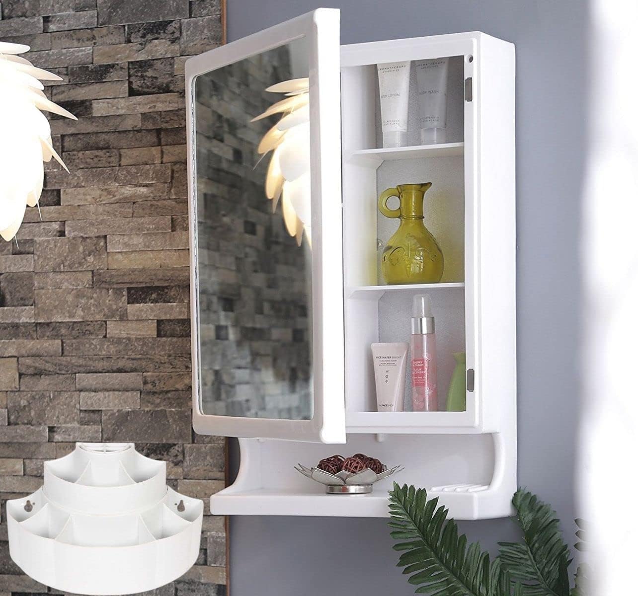 New Look Plastic Multipurpose Cabinet | Storage Organiser | Strong Plastic Bathroom Shelves Wall Mounted | Bathroom Accessories | White | (BRC-727, Made in India)