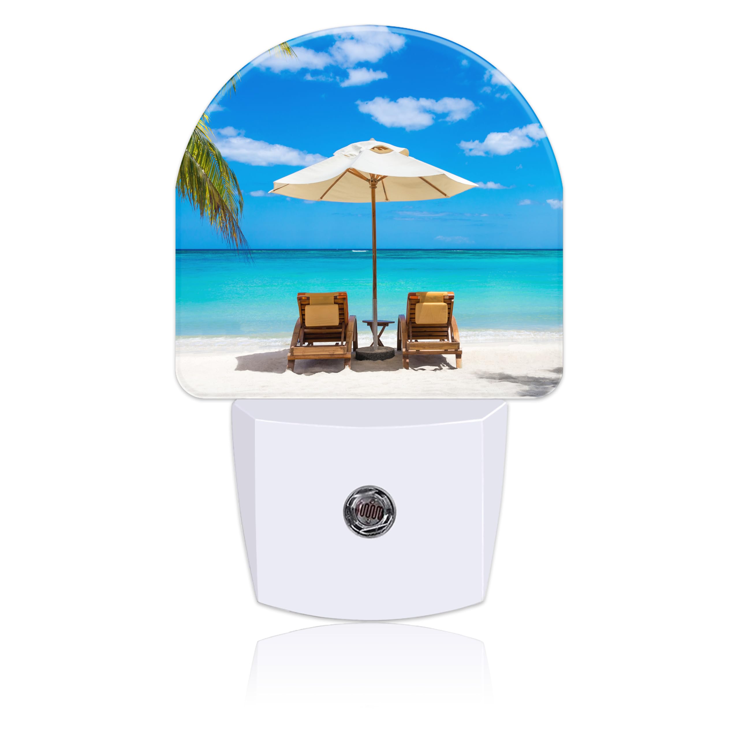 Deckchairs on The Beach Night Light Plug into Wall with Dusk to Dawn Sensor Cute Nightlight for Kid Girls Boys Women Men Room Decor, Hallway, Kitchen, Bathroom, Nursery, Stairs