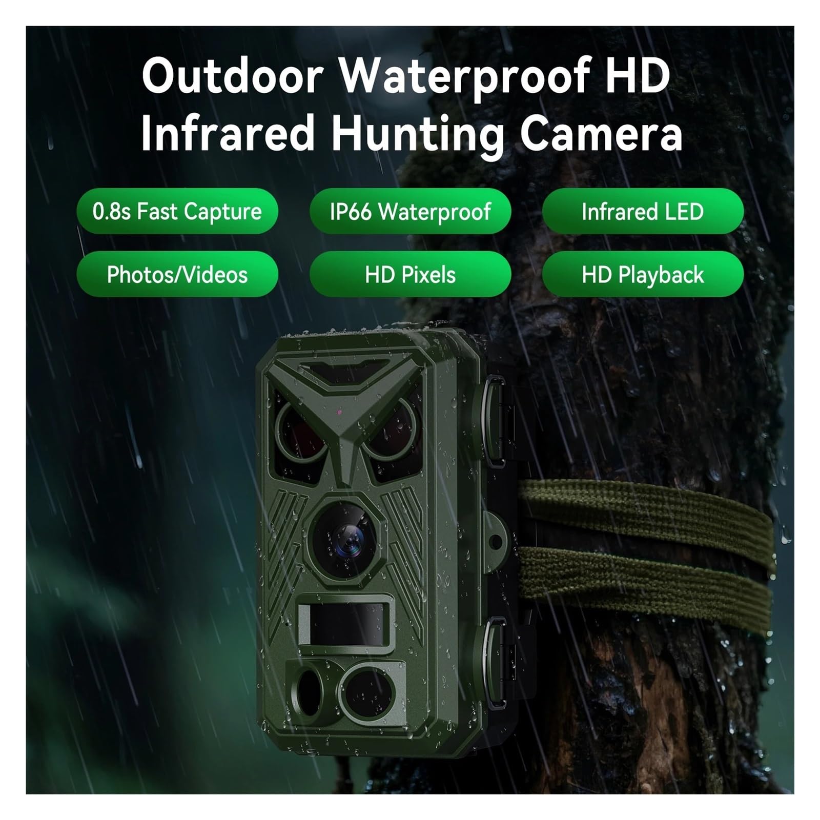 Cámara Vida Silvestre Cámara De Caza For Senderismo 4K Seguridad Visión Nocturna Infrarroja Impermeable 2,4 Pulgadas 0,8 S Velocidad Disparo For Observación Vida Silvestre Al Aire Libre