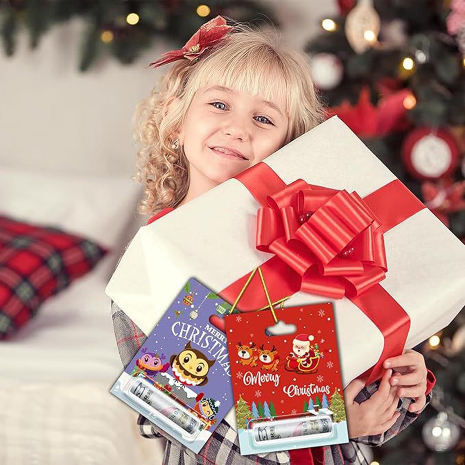 Juego de 8 soportes para dinero en efectivo, dispensador de dinero de Navidad, adornos de vacaciones de invierno, decoración colgante de árbol de Navidad para Navidad, cumpleaños, vacaciones