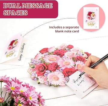 Birthday Cards for Women, Musical 3D Pop-up Daisy & Rose Birthday Card | 10 Floral Bouquet Birthday Card w Music & Light, Happy Birthday Card Gift for Girls, Wife, Mum, Girlfriend, Sister, Grandma
