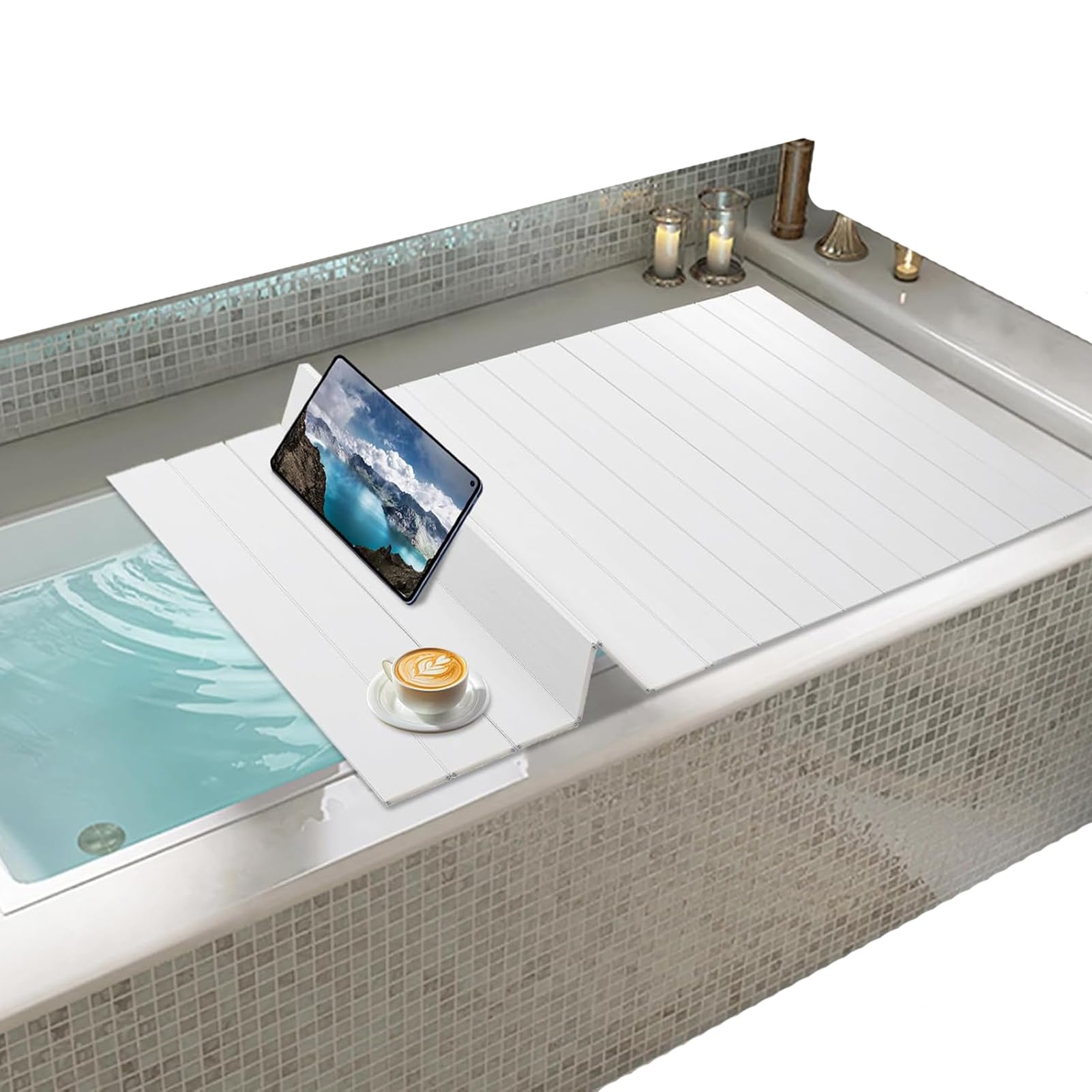 Estante de baño y cubierta para bañera de PVC aislante impermeable 85x65cm anti-polvo