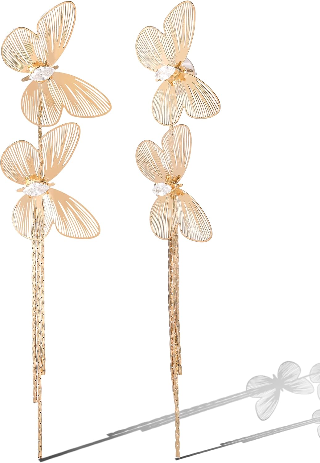 Jessica Simpson Gold-Tone Butterfly Earrings for Women, Drop or Hoop Earrings with Butterflies and Clear Crystals