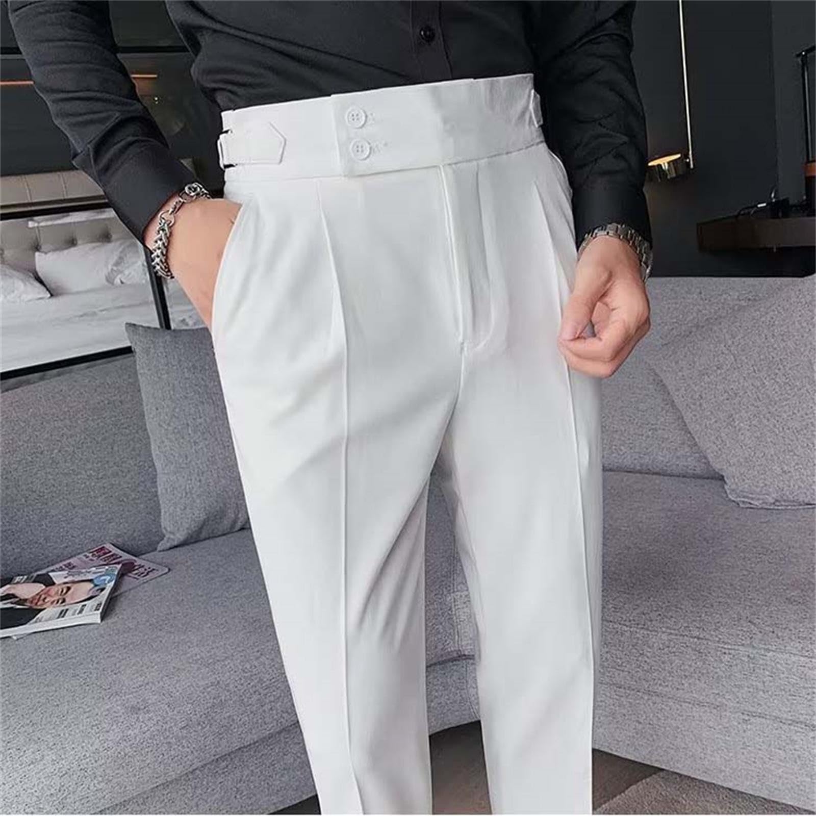 Slim Fit Small Foot Taille Haute Uni Pantalon de costume d'affaires avec jambe droite