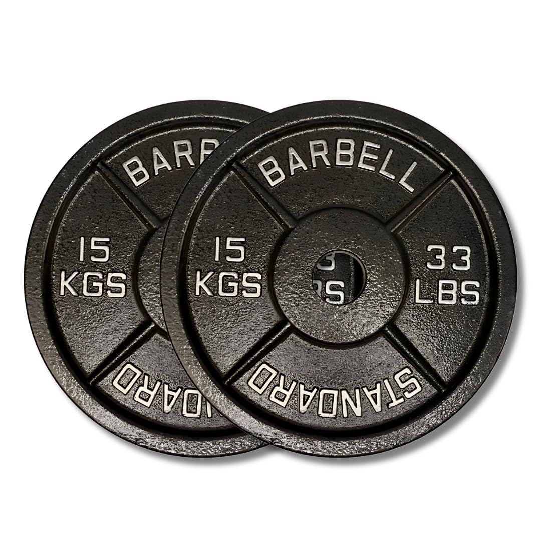 Exersci Premium Retro 2" Cast Iron Weight Plates 15 KG Pair - Weight lifting, Powerlifting, Gym, Fitness, Squat, Bench Press, Deadlift