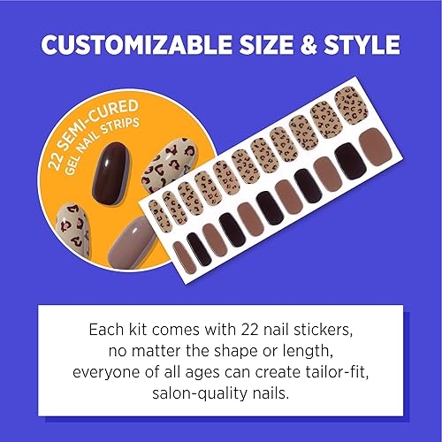 Miniatura 6 de HIP CHIC Nailed It - Tiras de uñas de gel semicuradas  leopardo Calcomanías de esmalte de uñas de gel para uñas, regalo para mujeres, mamá 22