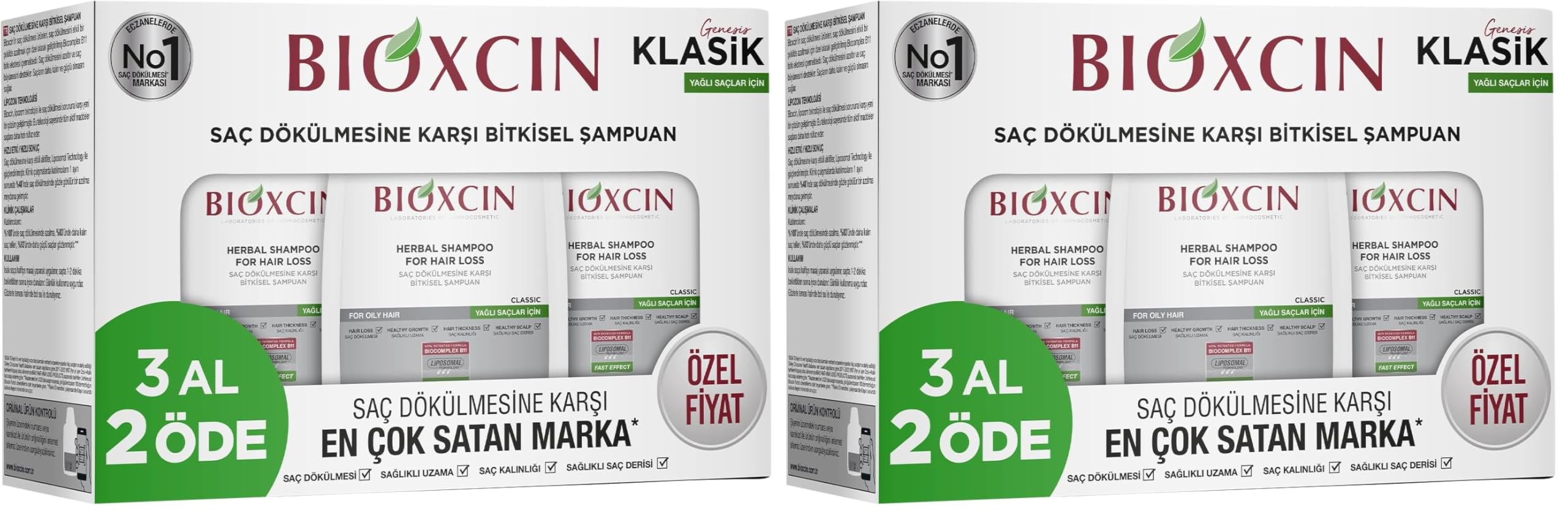Bioxcin Genesis 3 Al 2 Öde Yağlı Saçlar İçin Şampuan (3 x 300 mL) (2 paketi)