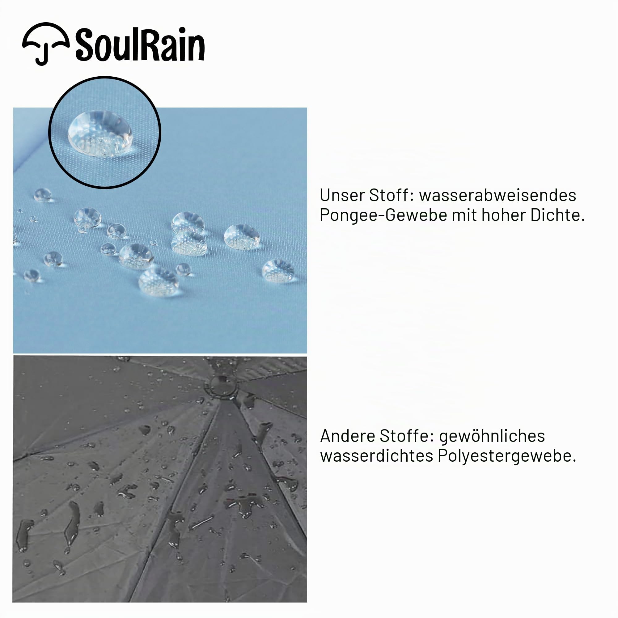 SoulRain 16 Rippen 121,9 cm Stockschirm, automatisches Öffnen, einfarbig, modisch und einfach, bogenförmiger klassischer Holzgriff, winddicht, unzerbrechlich, Regenschirm (Sora)