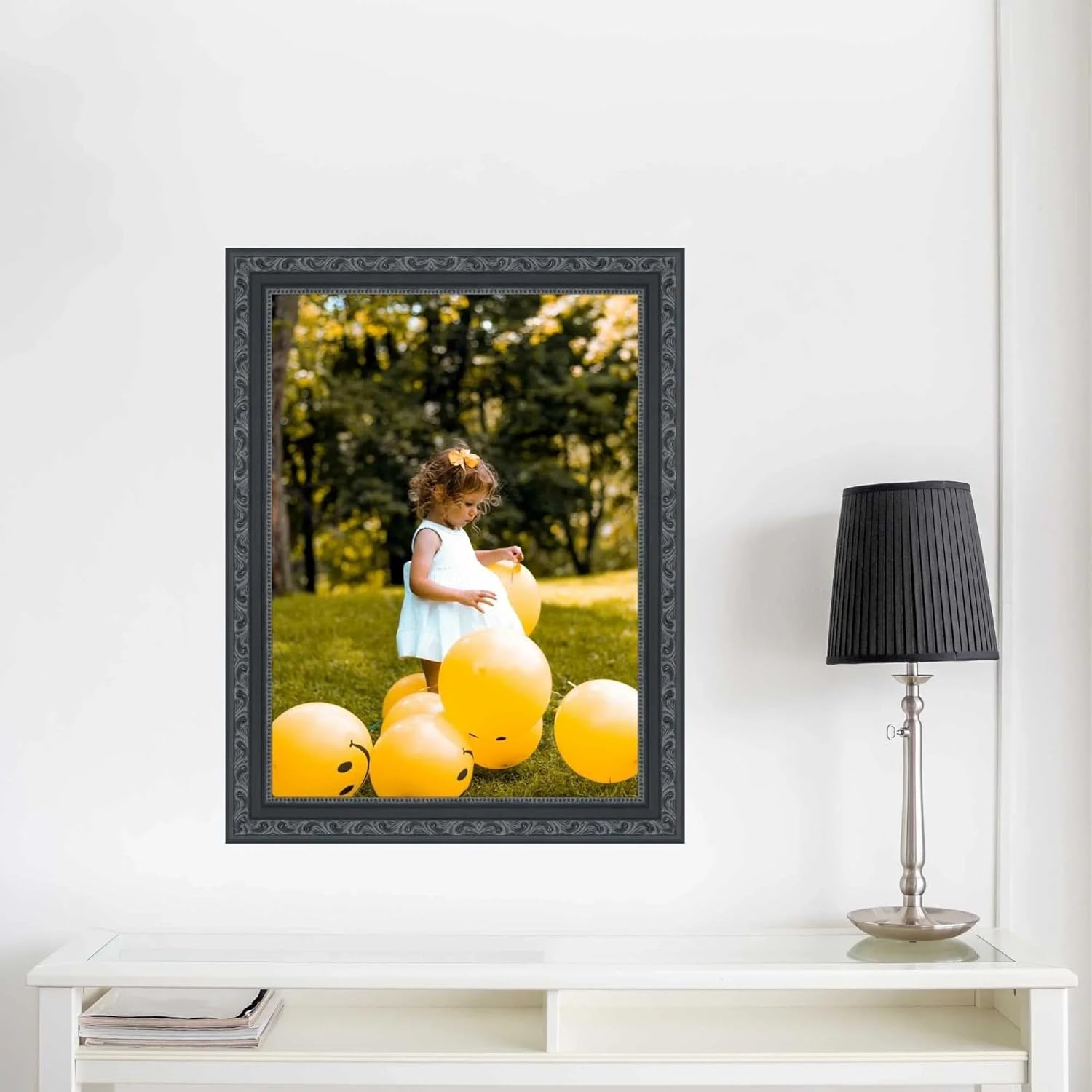 Antique 12x44 Black Picture Frame - Wall Mount Acrylic Glass 12x44 Frame