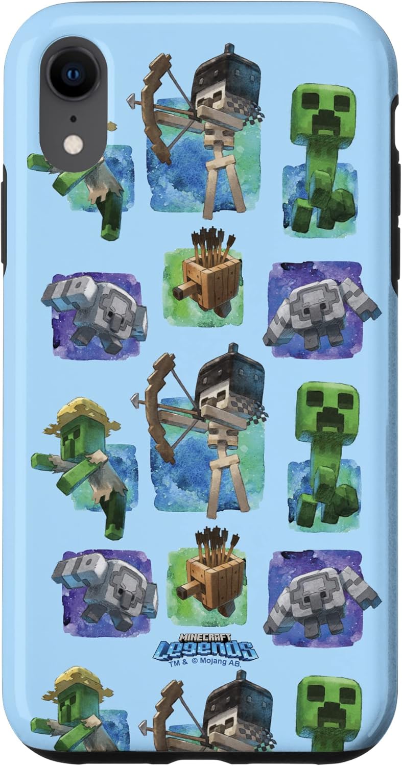 Minecraft Legends Watercolor Mobs Box Showcases Case for iPhone XR