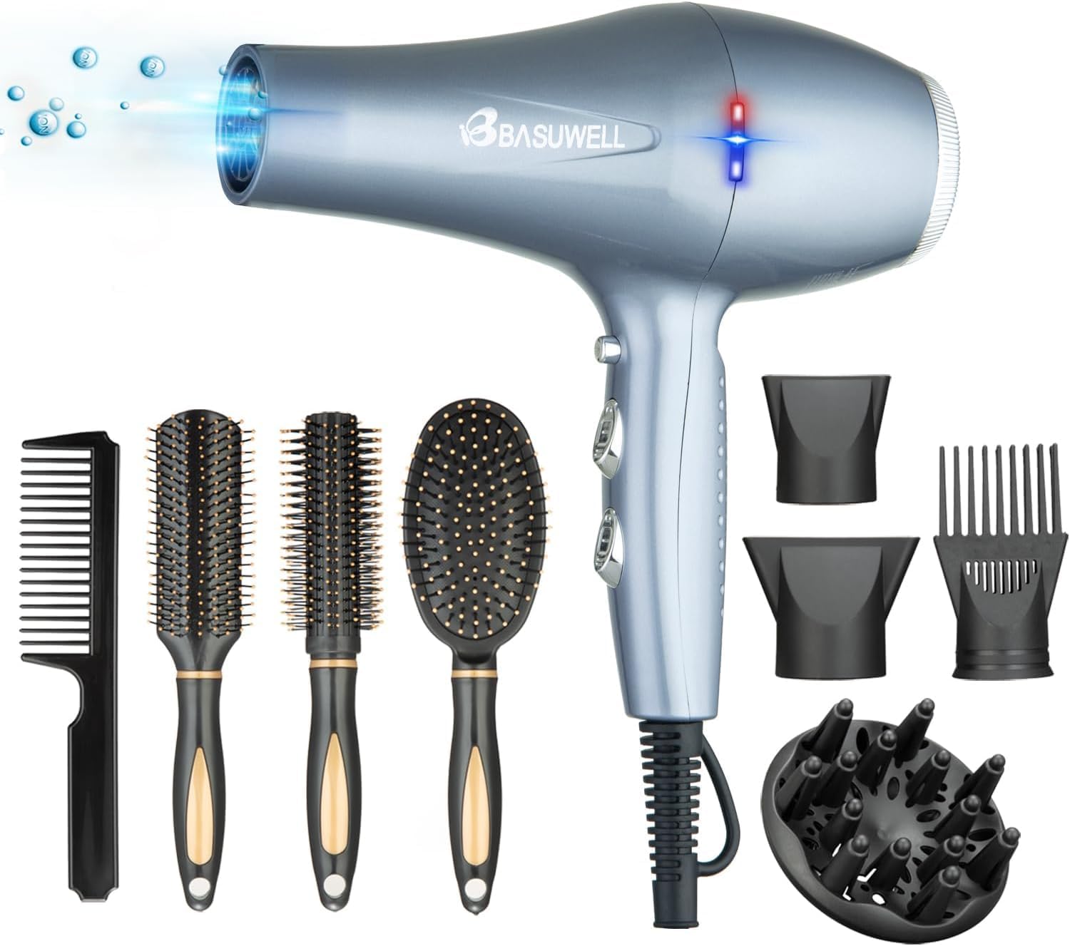 Haardroger, ionen, professionele haardroger, 2400 W, salon droger, 3 verwarming, 2 snelheidsinstellingen, brede infrarooddroger, geluidsarm, AC-motor met föhn, diffuser – verbeterde versie Haardroger, ionen, professionele haardroger, 2400 W, salon droger, 3 verwarming, 2 snelheidsinstellingen, brede infrarooddroger, geluidsarm, AC-motor met föhn, diffuser – verbeterde versie