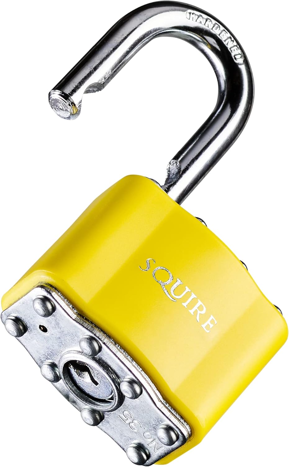 Squire Medium Duty Padlock (35 CLR Yellow) - Toughest Open Shackle Coloured Padlock - Covered Laminated Steel for Corrosion Resistance - Weatherproof Lock for Home, School & Shed (Yellow, 44 mm)