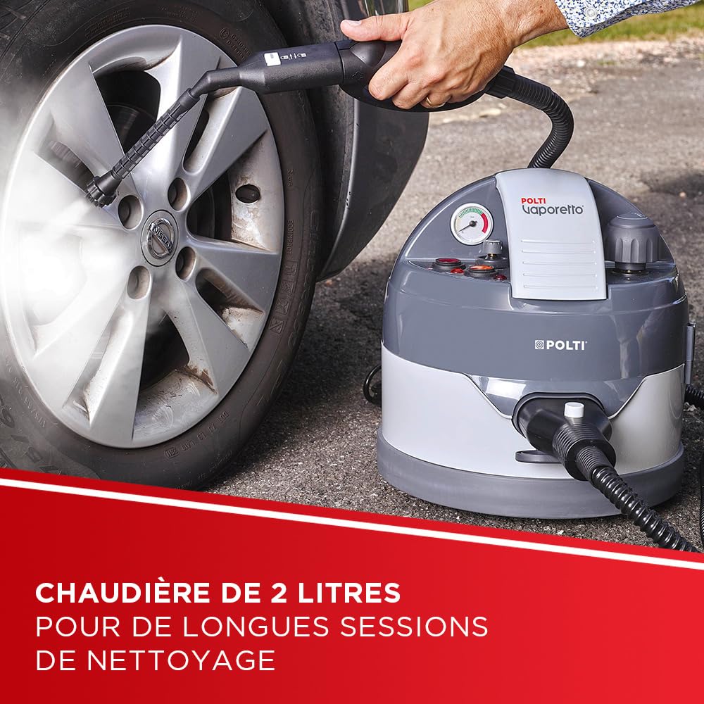 Polti Vaporetto Eco Pro 3.0 Kalstop, 20 Flacons de Kalstop Anticalcare, Nettoyeur à Vapeur avec Chaudière et Bouchon de Sécurité, Puissance Max 2000 W, Réservoir 2 L, 9 Accessoires, Gris