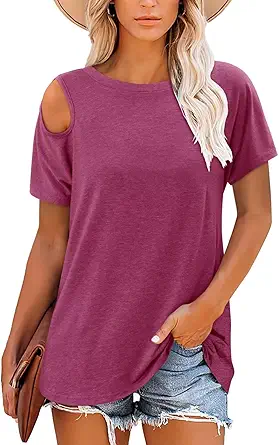 KISSMODA Summer Short Sleeve T Shirt Loose Fit Casual Dressy Women Top 2025 Trendy Ladies Fashion Blouses(S-3XL)