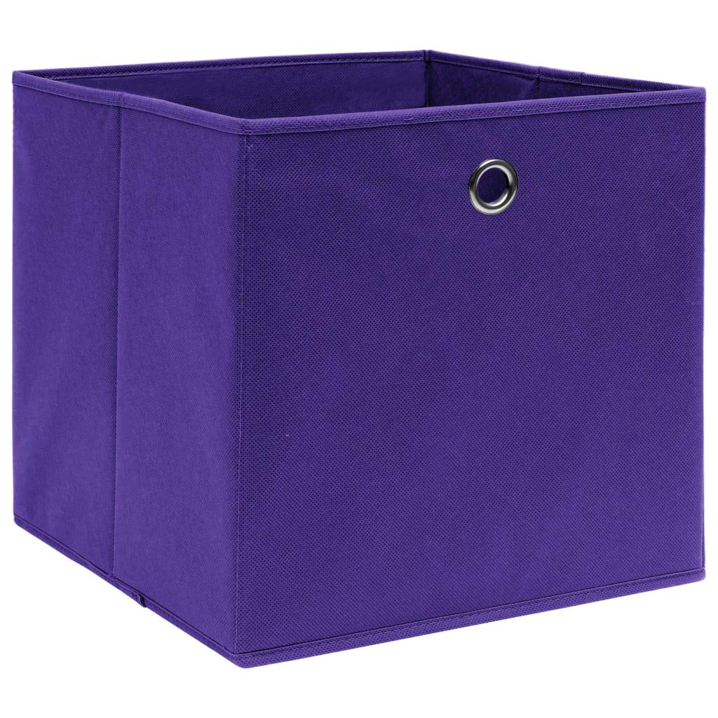 Vliesstoff Aufbewahrungsboxen 10 Stk. Lila 32x32x32 cm | Faltbar, mit Metallöse, für Schals Socken Unterwäsche, platzsparend zusammenfaltbar