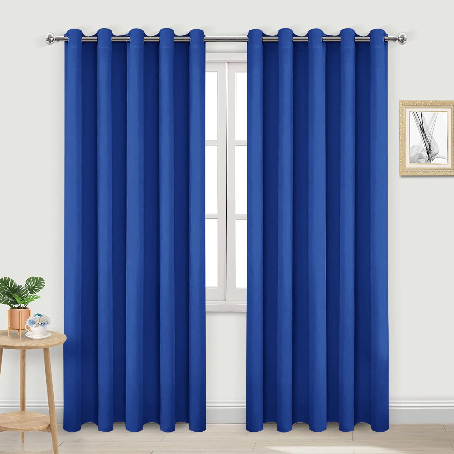 DWCN Blackout Curtains for Bedroom - Thermal Insulated Light Blocking Eyelet Window Curtains for Living Room 66 x 90 inch Length, Blue, 2 Panels — image 1