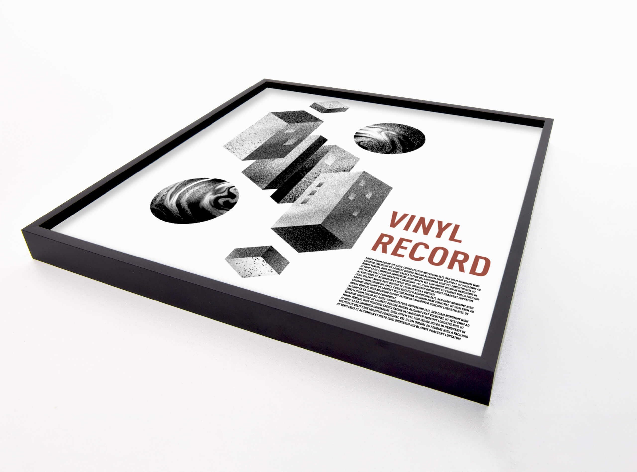 nielsen cadre disque, 31,4 x 31,6 cm, aluminium, Noir mat, cadre vinylepour accrocherau format paysage et portrait, verre synthétique, Vinyl Alu