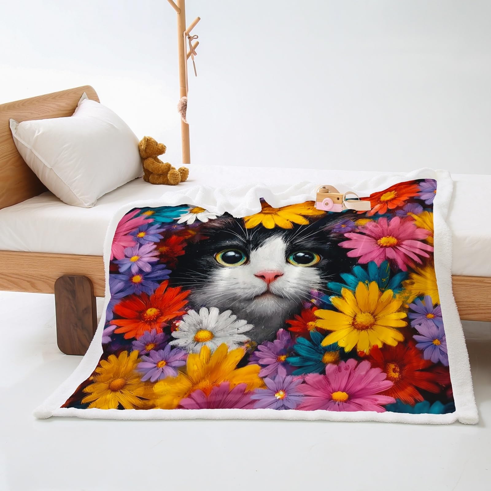 Blanket Animal Flowers Soft Sherpa Fleece Blankets and Throws Thick Flannel And Lamb Wool Soft Blanket Lightweight Cosy Sofa Throw All Season Blankets for Beds 100x150cm