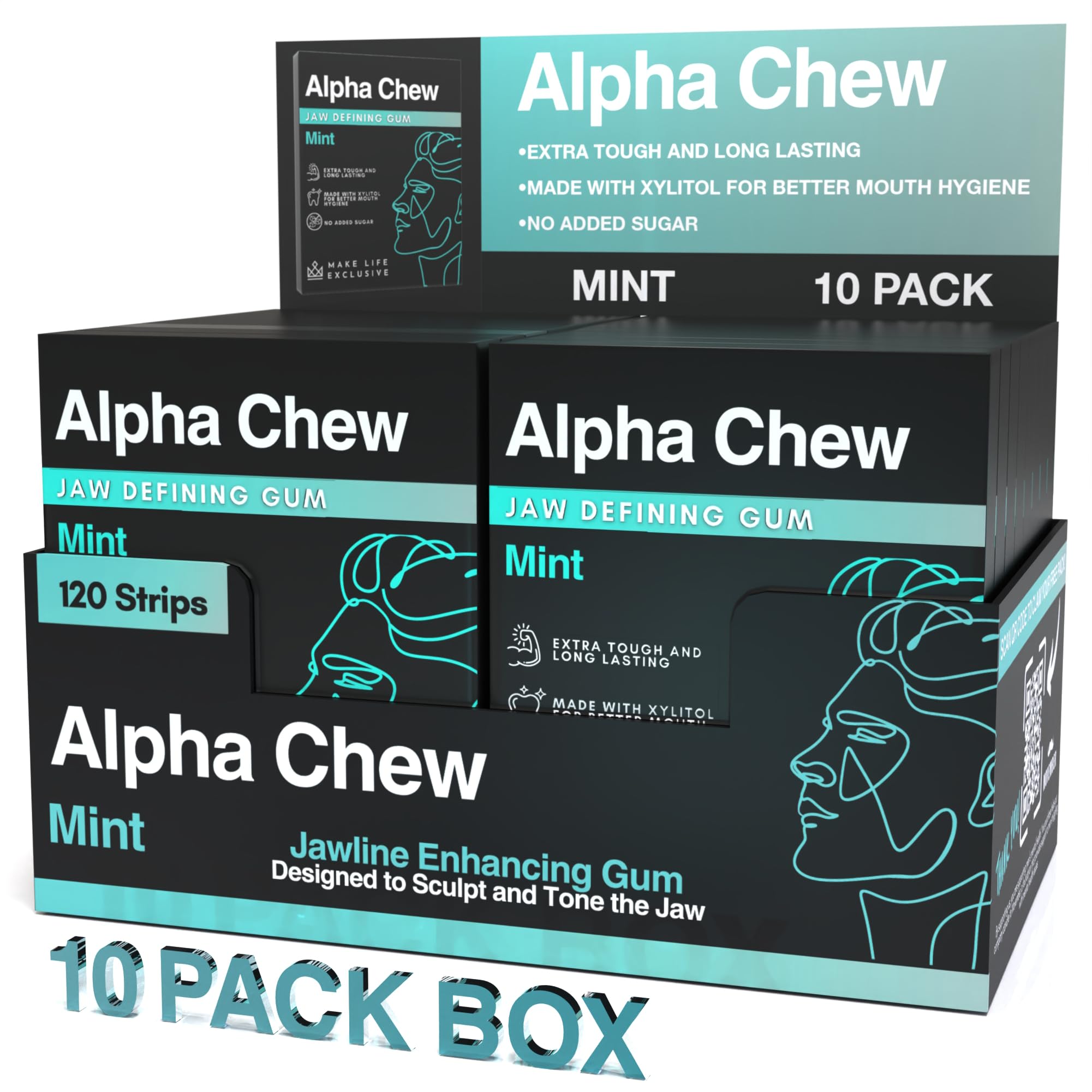 Jawline Chewing Gum for Men | Hard Chewing Gum for Mewing and Stronger Jaw | Tough Gum for Jawline Excercise | Sugar Free with Xyilitol to Improve Dental Hygiene | Long Lasting Mint Flavour