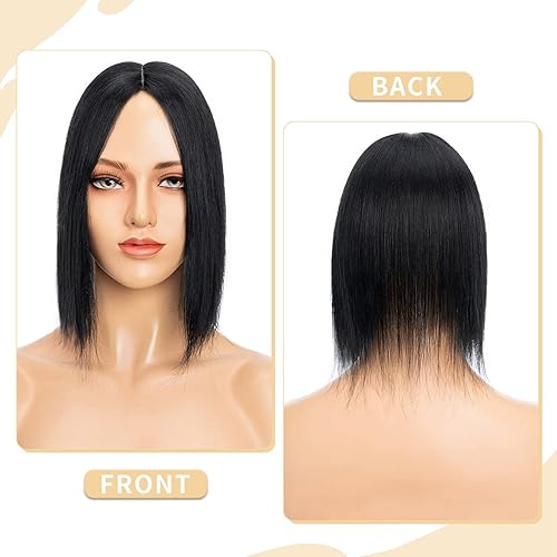 Miniatura 43 de Hairro 100% Real Human Hair Toppers for Women No Bang, Clip in Real Hairpieces, Breathable Silk Base for Covering Greyish Thinning Hair Loss on Top