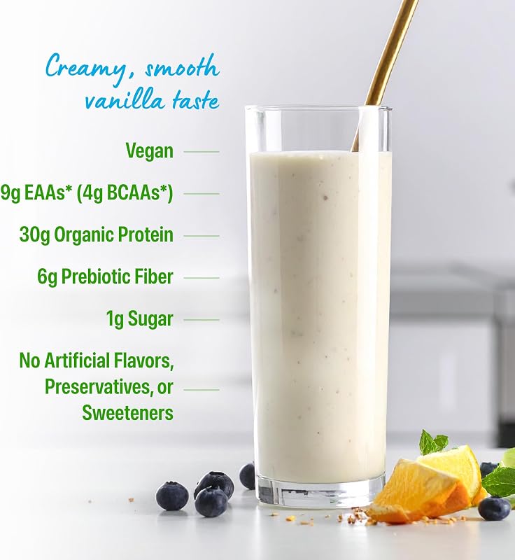 Orgain Organic Vegan 30g High Protein Powder, Vanilla, 2.01 lb image 4