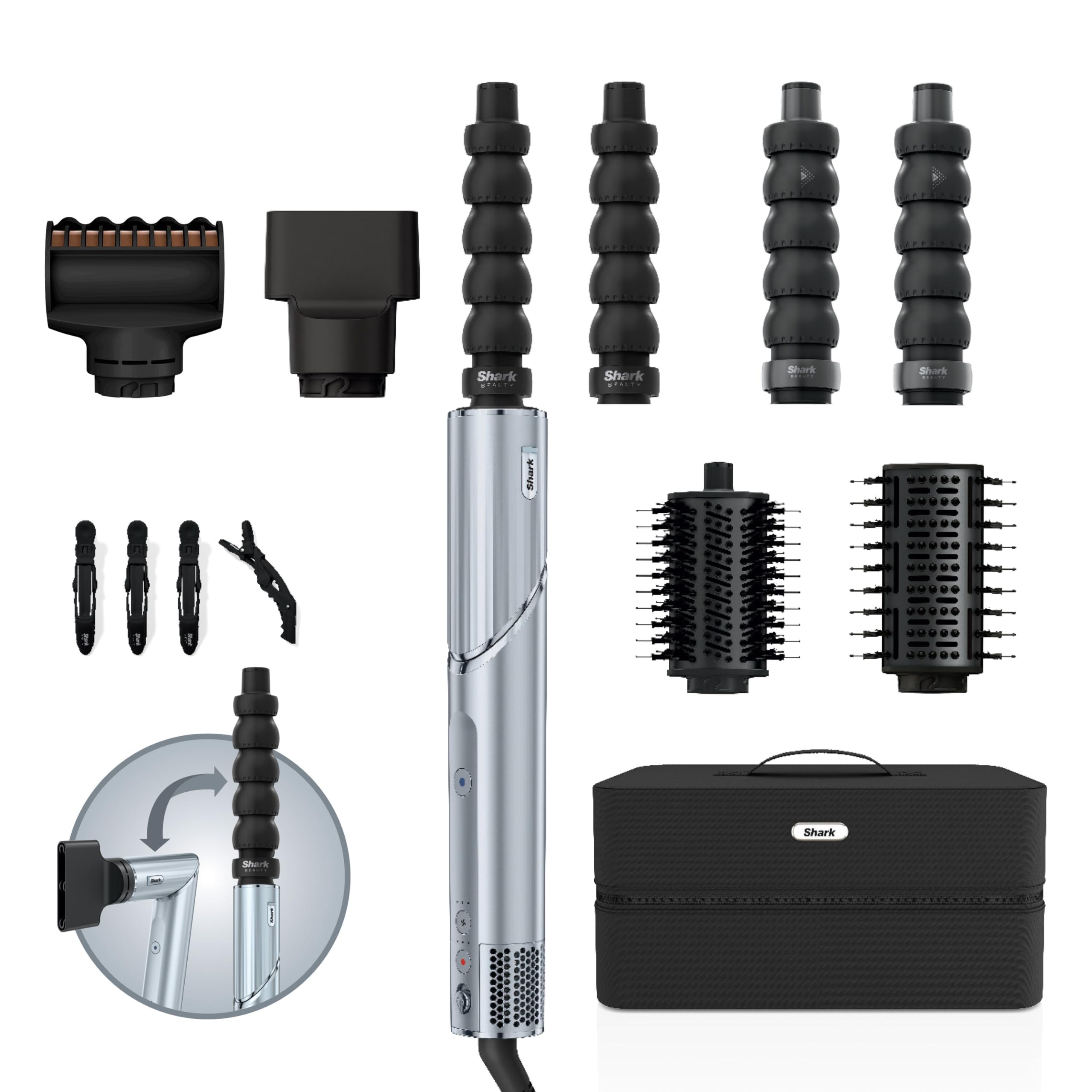 Shark FlexStyle Limited Edition Glacial Blue 6-in-1 Haarstyler und Haartrockner mit Aufbewahrungs...