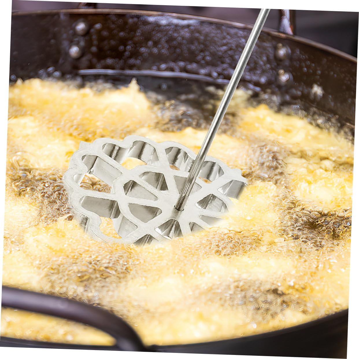 COLLBATH 2pcs Rosette Timbale Set Versatile Aluminum Bunuelos Mold with Handle for Oil Cakes Shrimp Cakes Waffles Sturdy High Temperature Design for Kitchen Use