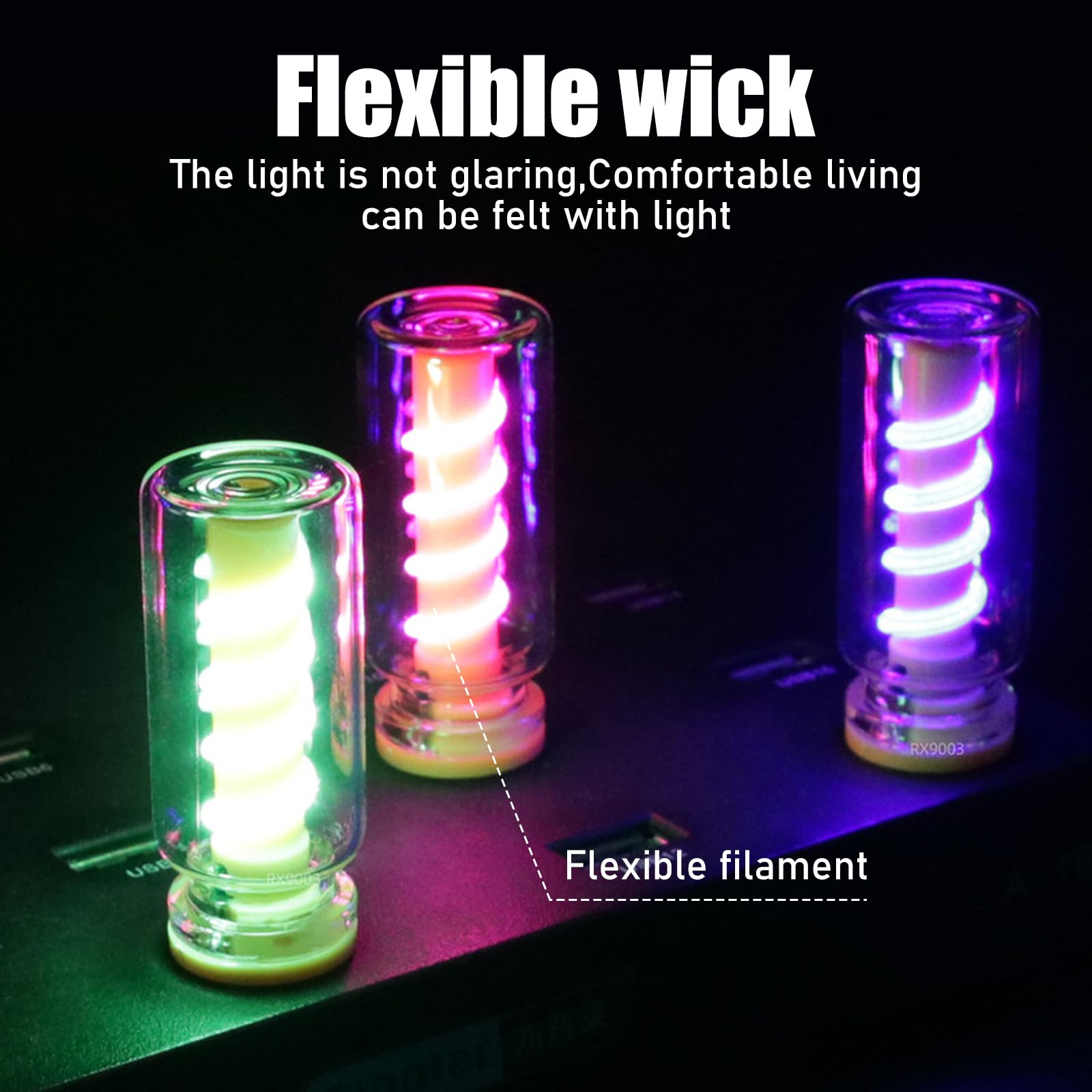 4 luci notturne a LED USB, mini luce LED per auto, dimmerabile, lampada USB con touch, retro USB, luce notturna in vetro trasparente, luce notturna bianca calda, rosso, blu, viola