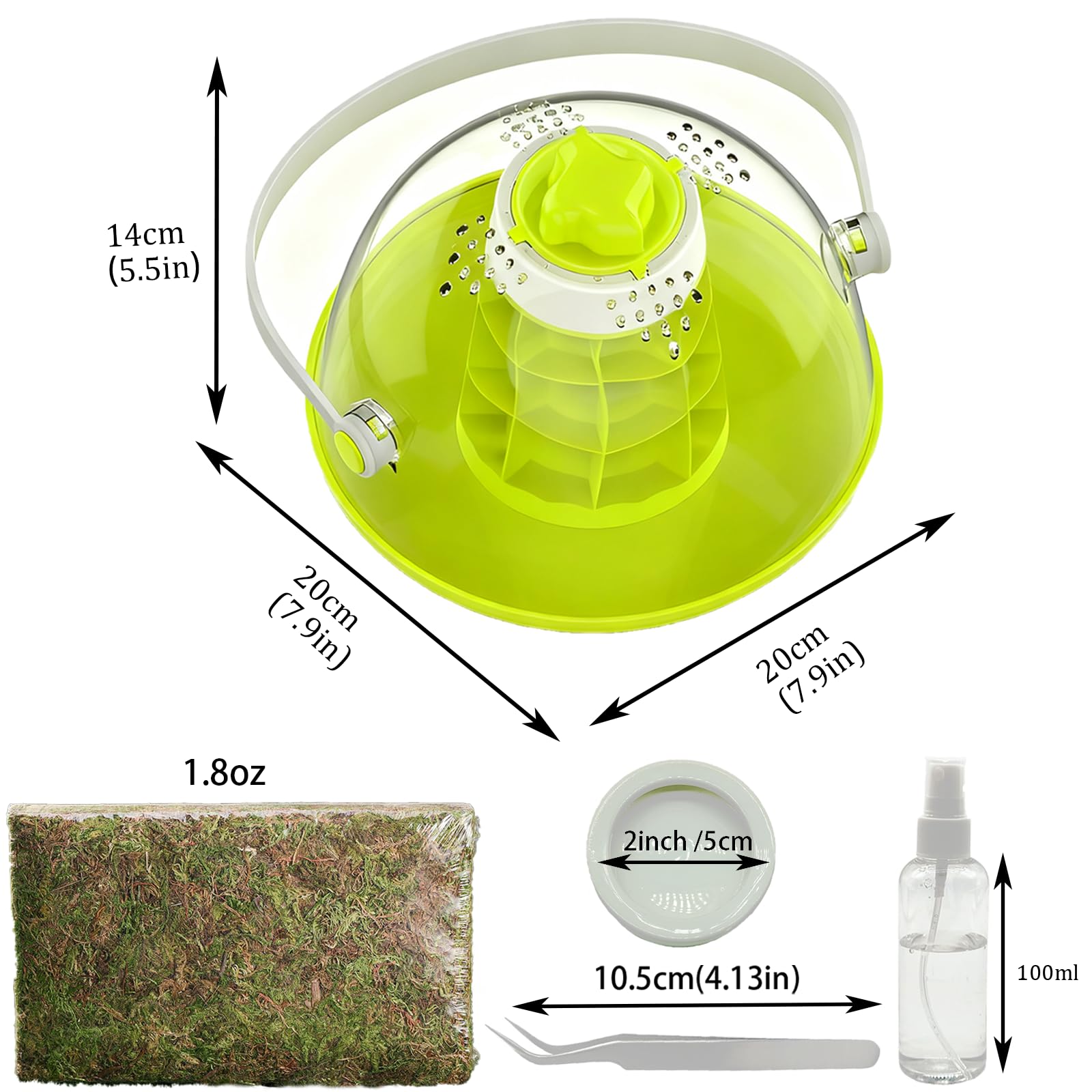Kit de terrarium pour escargots - Enclos d'insectes - Terrarium d'observation - Récipient d'observation des mantes priantes - Boîte d'élevage - Kit de démarrage pour coccinelles, araignées, petits